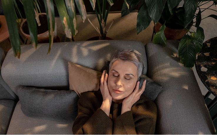 Woman relaxing with headphones