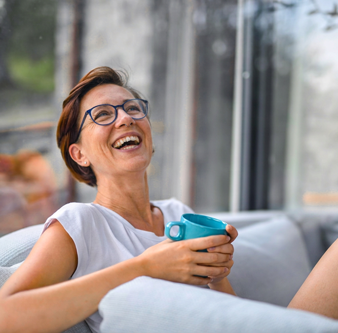 Woman feeling calm and relaxed