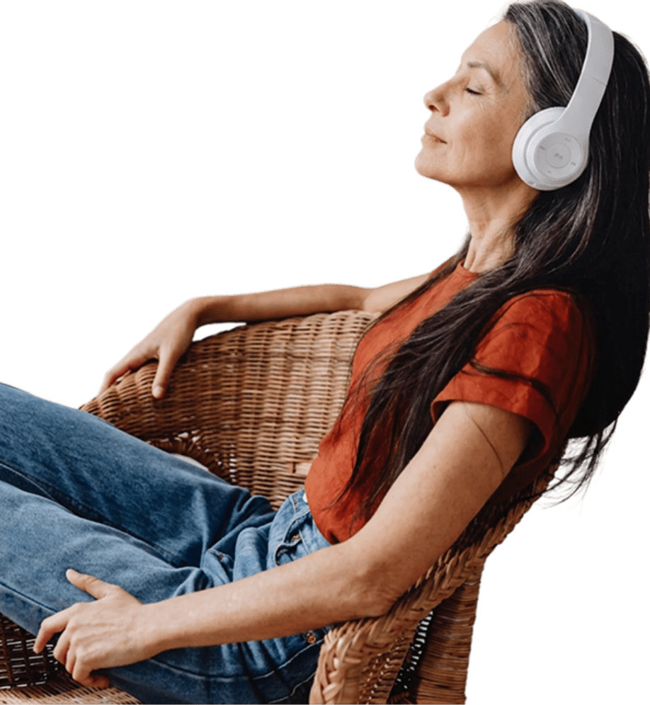 Woman relaxing with headphones