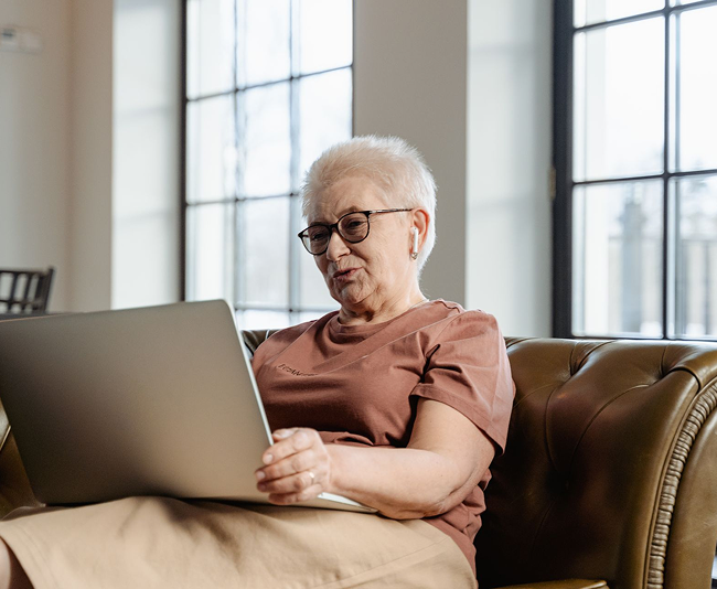Woman on a laptop at home